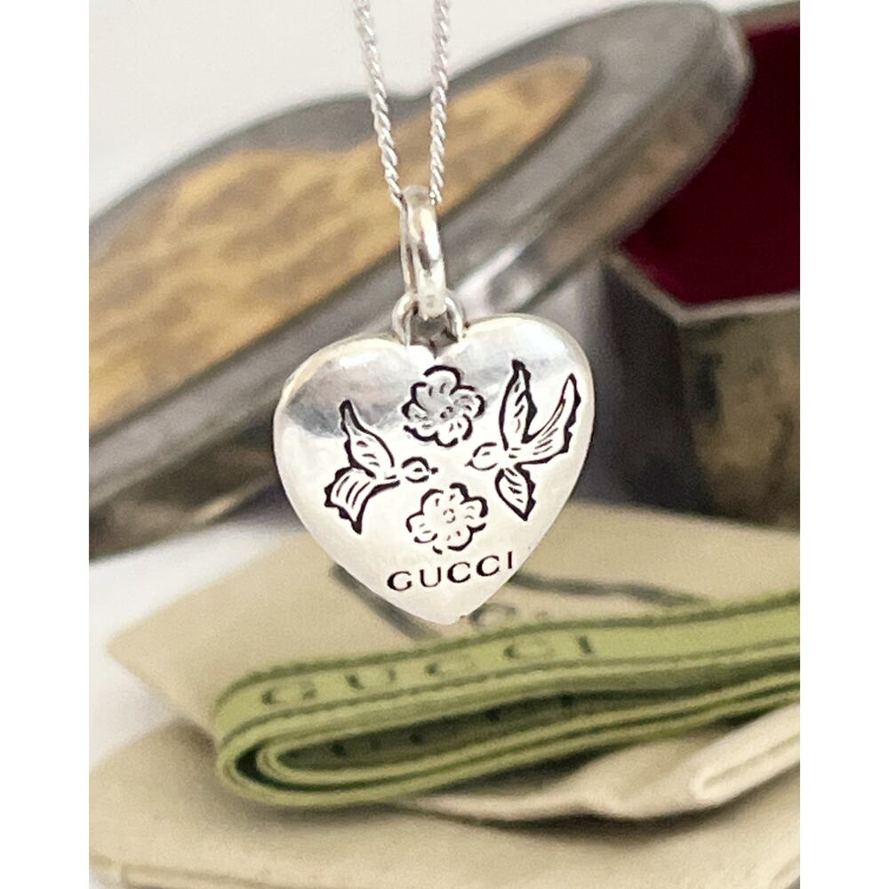 GUCCI GIFT READY ALL INCLUSIVE! 925 Sterling Silver Heart Necklace Pendant - Picture 13 of 17
